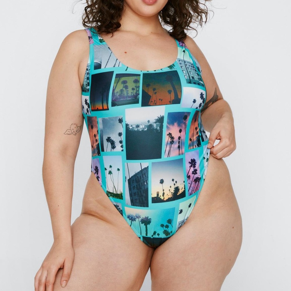 Nasty Gal Recycled Photographic Print One-Piece Swim Suit